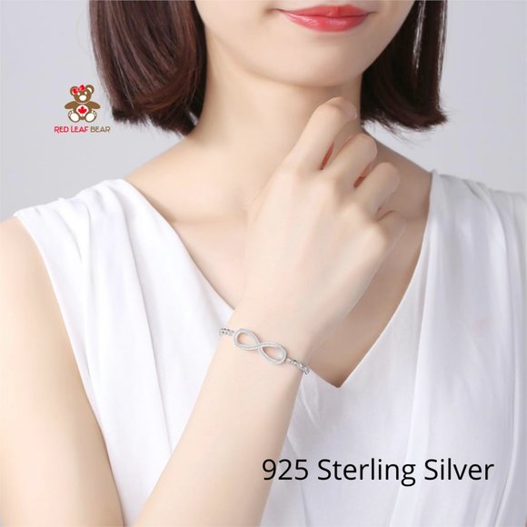 Sterling Silver Infinity Adjustable Bracelet. - Picture 1 of 2